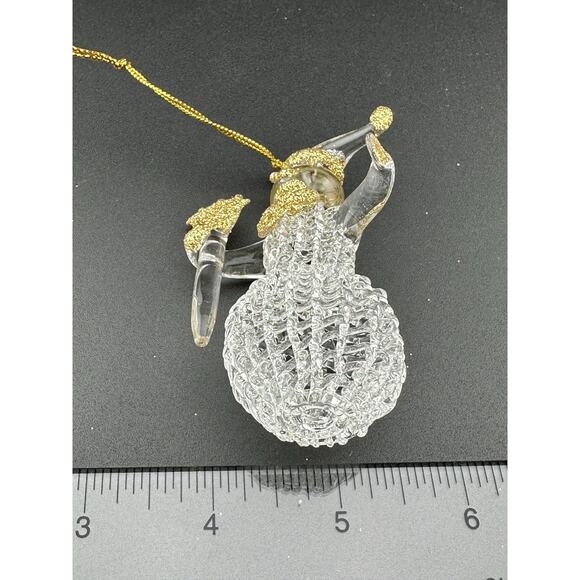 Vintage Hand Spun Glass Snowman w/ Gold Accents Ornament 3" Original Box 1990s - Picture 8 of 8
